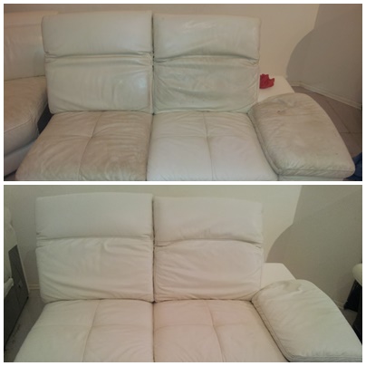 before & after leather clean