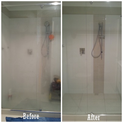 Before and After Shower Screen Cleaning